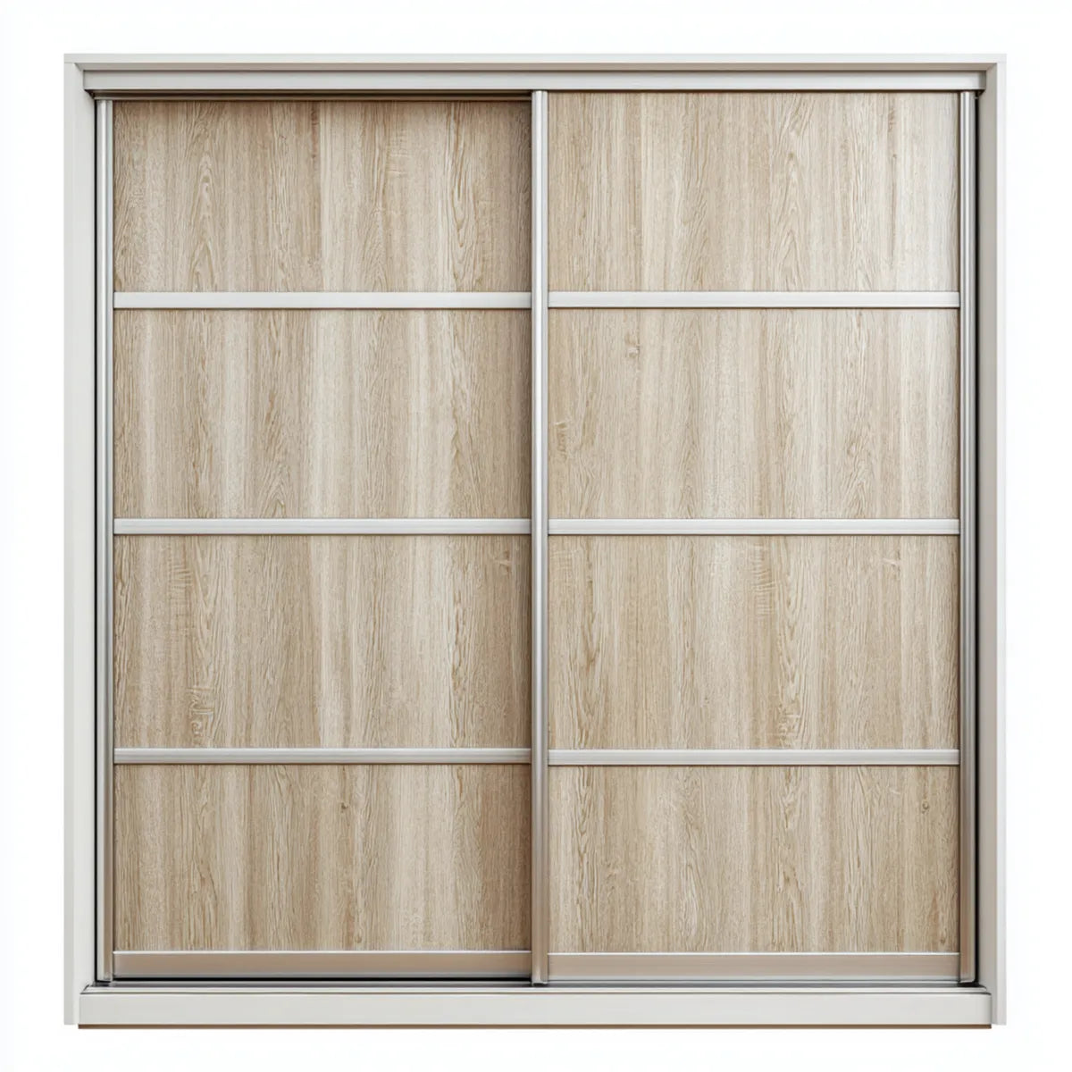 Szafa 2-drzwiowa przesuwne lekki dąb i srebro 180 x 60 x 220 cm panel truciolare melamina prostokątna