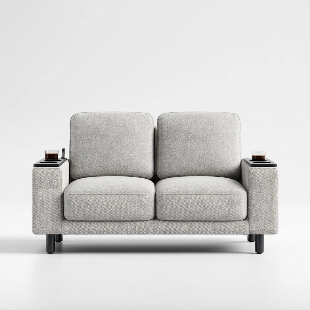 Sofa, Szara prostokątna sofa poliestrowa 160 x 85 x 82 cm