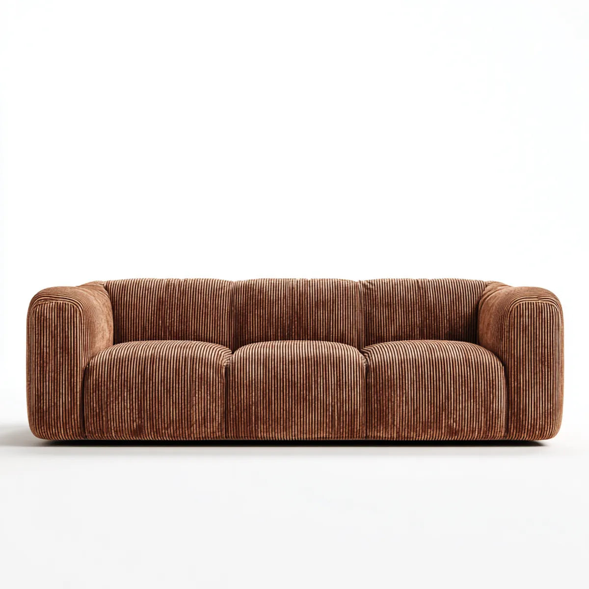 Sofa 3 brązowa aksamitna, aksamitna sofa z poliestrem 220 x 92 x 75 cm prostokątna
