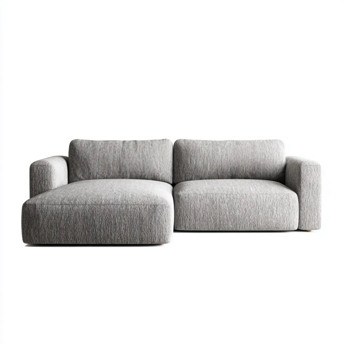 Sofa, Kanapa narożna z krzesełkiem w lewo 3 miejsca poliester szary 220 x 150 x 82 cm