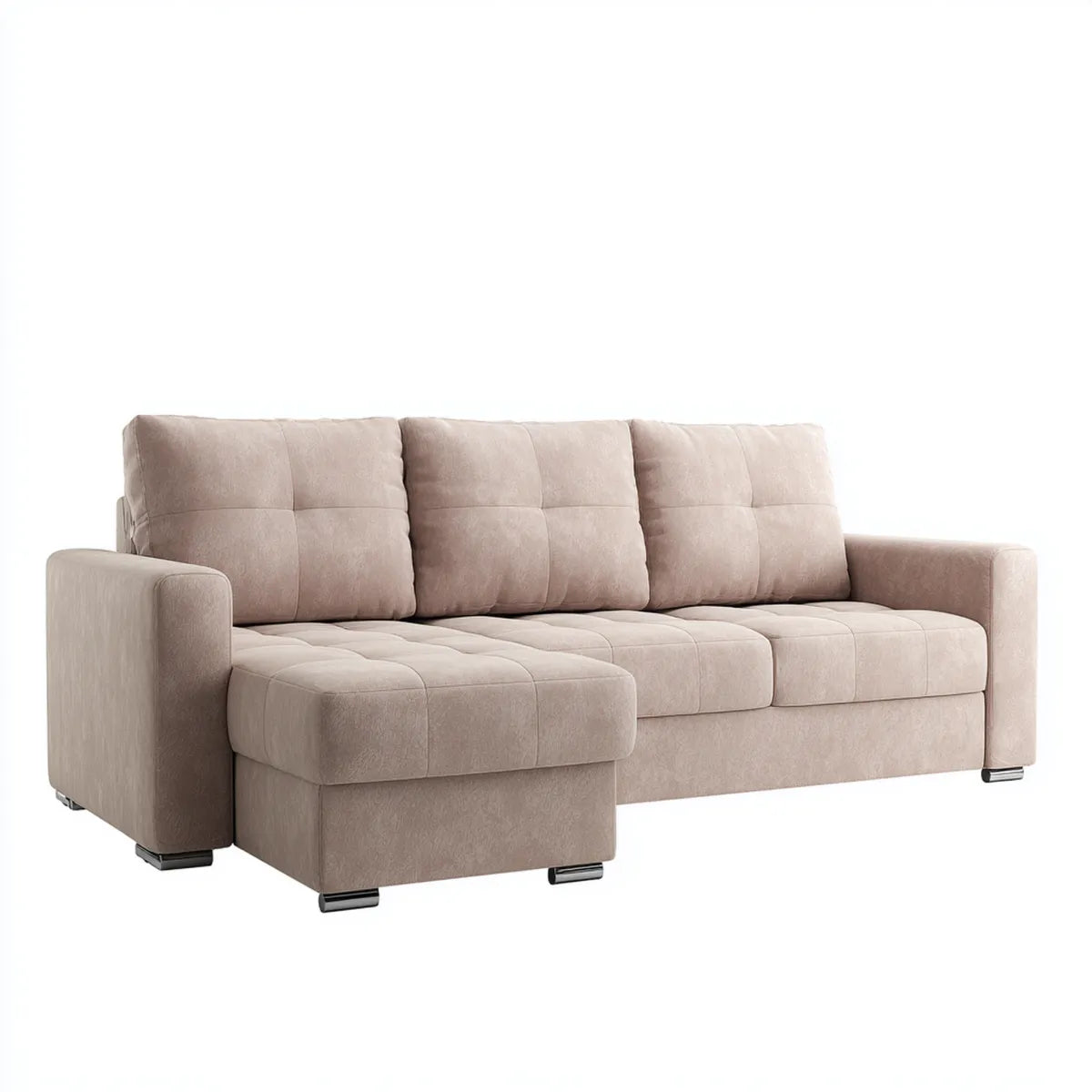 Sofa, Kanapa narożna 3 fotele z krzesełkiem z lewej gołębi w mikrofibrze 260 x 160 x 85 cm