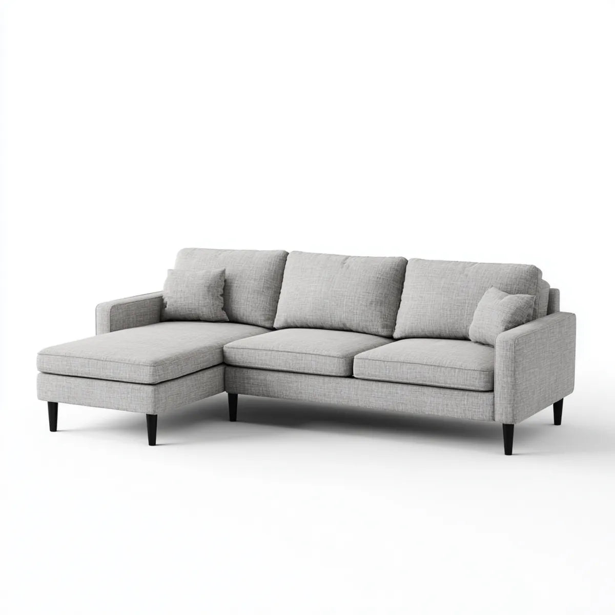 Sofa, Kanapa narożna z szarym, szarym krzesełkiem z poliestru 230 x 150 x 85 cm