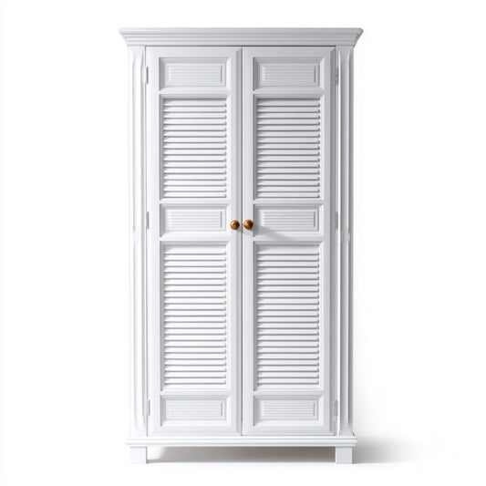 Szafa, Dwudrzwiowa szafa biała 100 x 55 x 200 cm w prostokątnym MDF z perskimi drzwiami