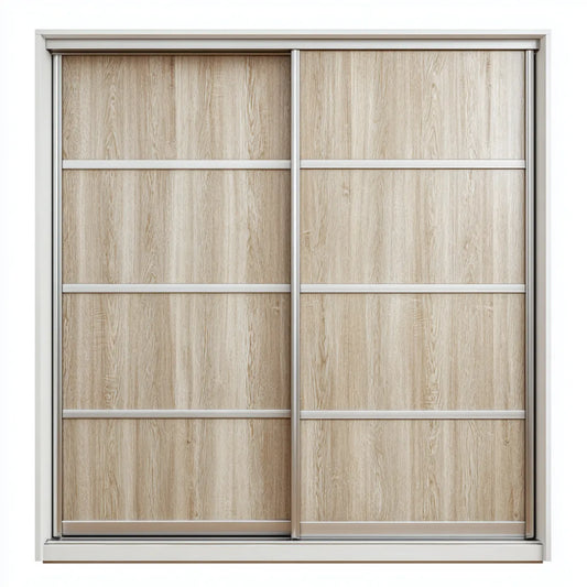 Szafa 2-drzwiowa przesuwne lekki dąb i srebro 180 x 60 x 220 cm panel truciolare melamina prostokątna