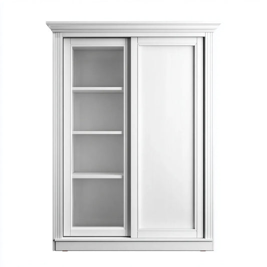 Szafa z 2 drzwiami przesuwnymi biały 120 x 60 x 200 cm w prostokątnym MDF