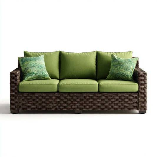 Sofa ogrodowa, Taras sofa 3-fotelik Zielony ciemnobrązowy 210 x 85 x 85 cm PE warkocz prostokątna