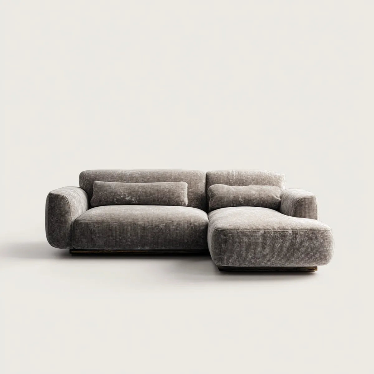 Sofa, Kanapa narożna z krzesełkiem z prawej szarej części w poliestrowej cynilii 280 x 105 x 75 cm