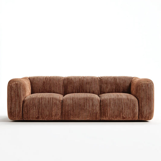 Sofa 3 brązowa aksamitna, aksamitna sofa z poliestrem 220 x 92 x 75 cm prostokątna