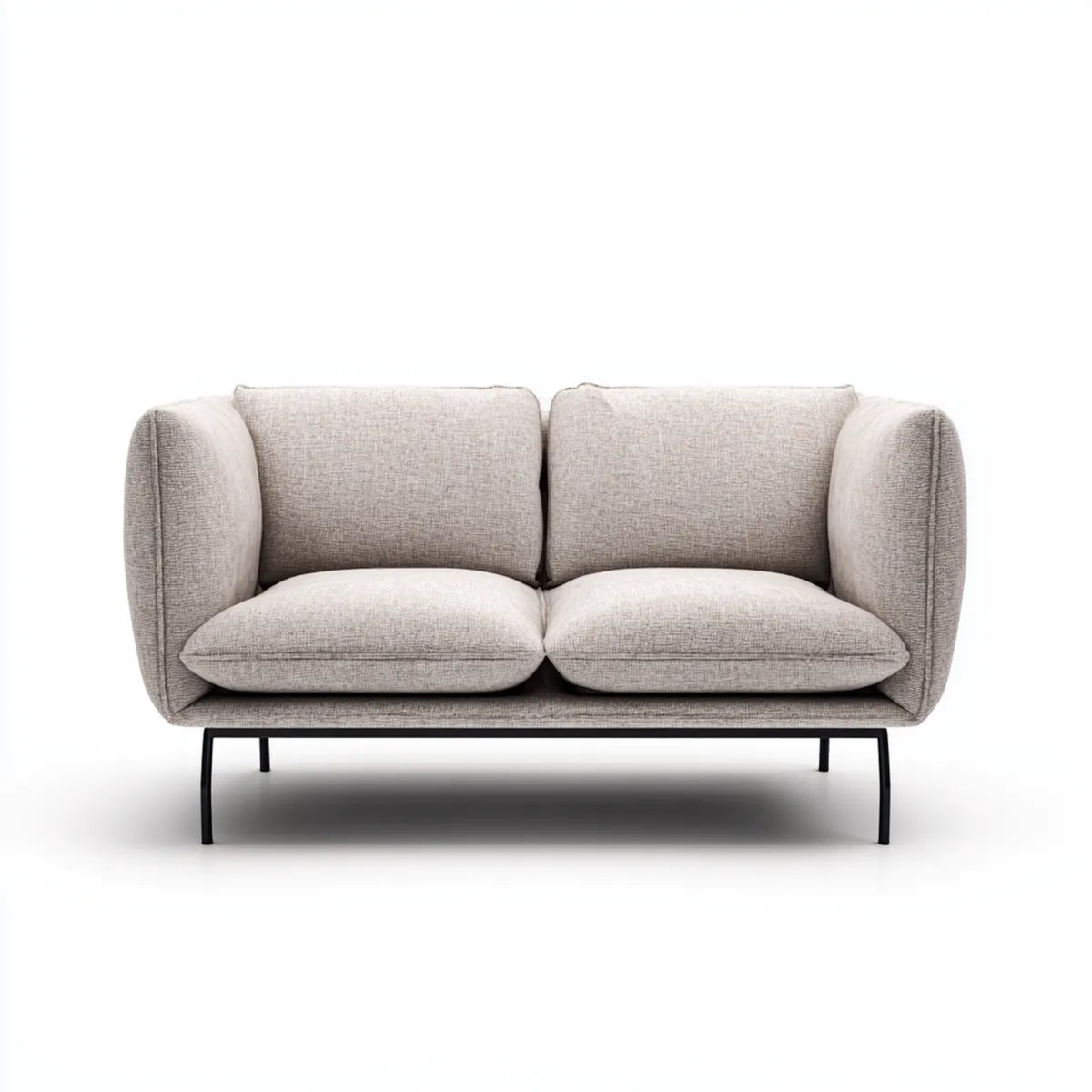 Sofa 2 umieszcza jasnoszary 160 x 85 x 78 cm w poliestrze z prostokątną stalową ramą