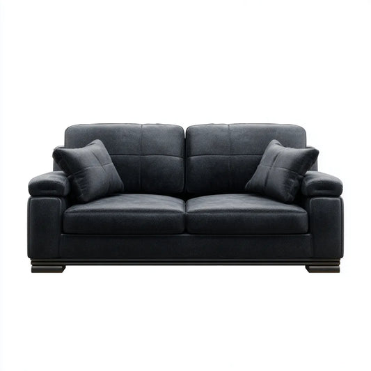 Sofa 2 czarne siedzenia w syntetycznej, prostokątnej skórze PU 180 x 90 x 88 cm