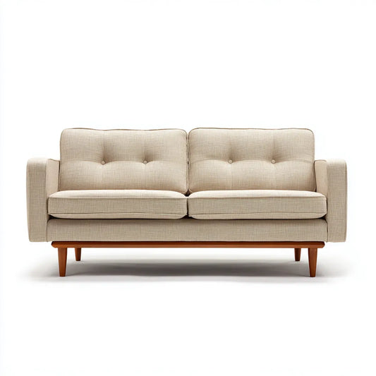 Sofa 2 beżowe siedzenia 180 x 82 x 86 cm w poliestrze z prostokątnymi nogami z litego drewna