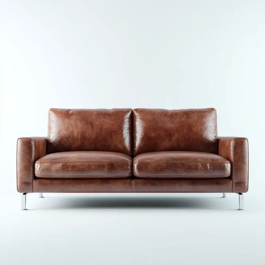 Sofa 2 brązowe skórzane fotele PU 180 x 88 x 85 cm prostokątne