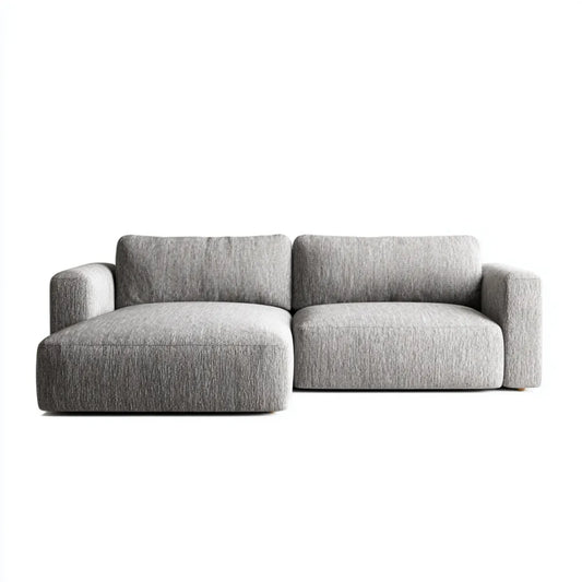 Sofa, Kanapa narożna z krzesełkiem w lewo 3 miejsca poliester szary 220 x 150 x 82 cm