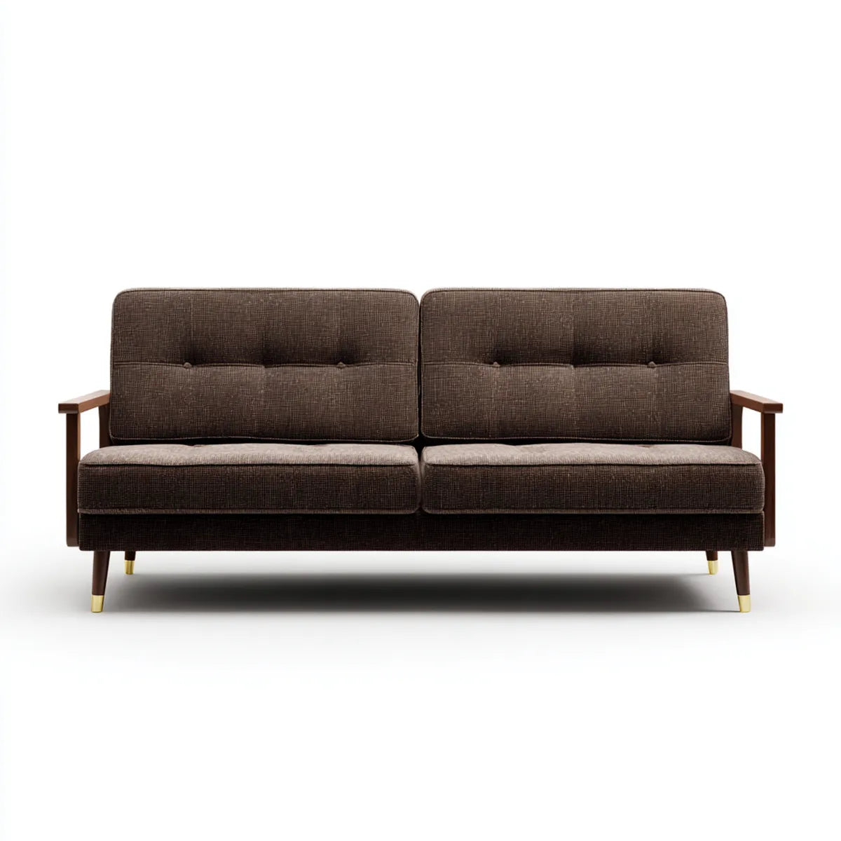 Sofa, 2-fotelowa sofa Brązowy 150 x 80 x 78 cm poliestrowe drewno lite prostokątne