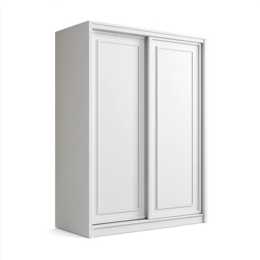 Szafa z 2 drzwi przesuwne biały 120 x 60 x 200 cm w prostokątnej melaminy
