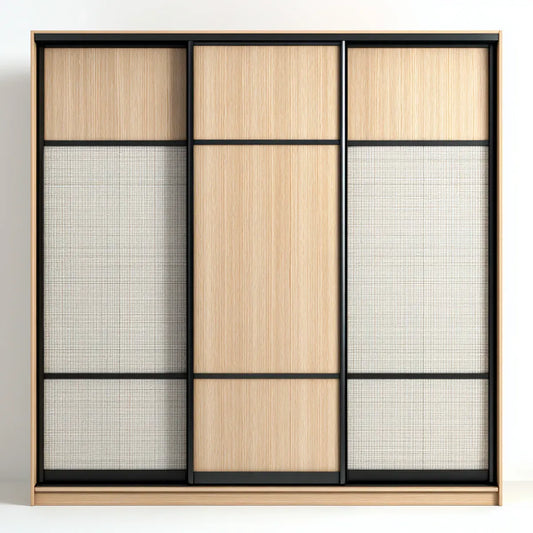 Szafa z 3 drzwiami przesuwnymi czarny dąb 180 x 60 x 200 cm w MDF i prostokątnej stali