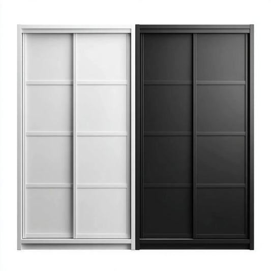 Szafa z 2 drzwi przesuwne czarny szary 120 x 60 x 200 cm w prostokątnej płyty wiórowej melaminy