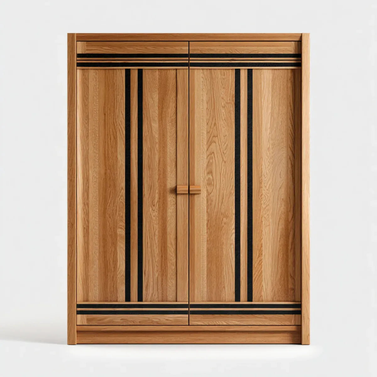 Szafa z 2 drzwiami z dębem naturalnym 120 x 60 x 200 cm w płytach dębowych fornirowanych MDF