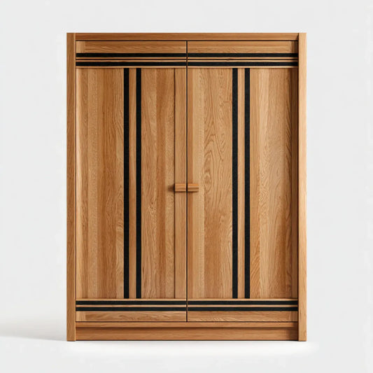 Szafa z 2 drzwiami z dębem naturalnym 120 x 60 x 200 cm w płytach dębowych fornirowanych MDF