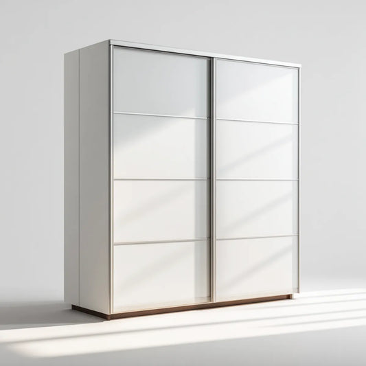 Szafa z drzwi przesuwnych biały 200 x 60 x 220 cm w melaminy prostokątne