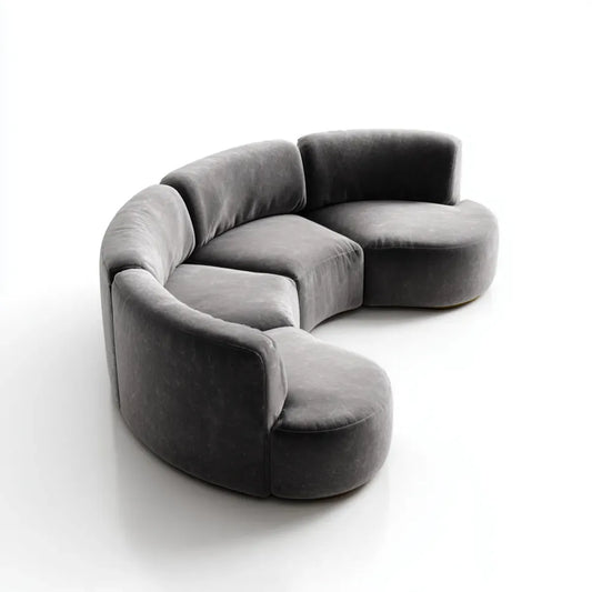 Sofa, Modułowa sofa 2 miejsca szary antracyt w poliestrowej aksamitnej krzywej kształtu 220 x 125 x 72 cm