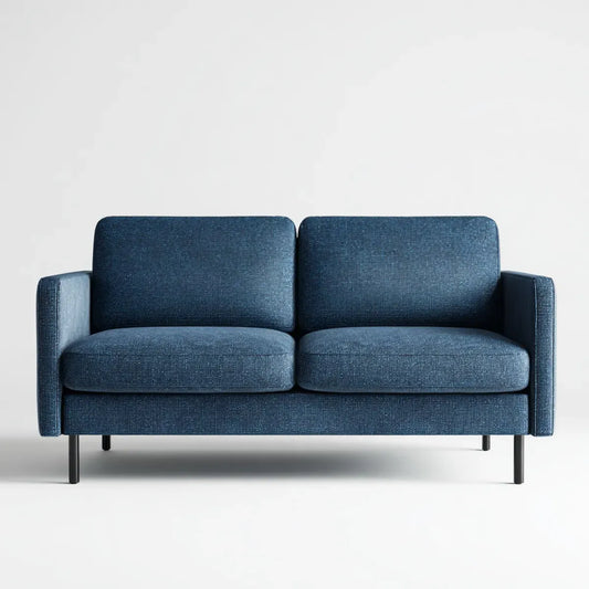 Sofa 2 poliestrowe niebieskie fotele o konstrukcji drewnianej 160 x 80 x 82 cm