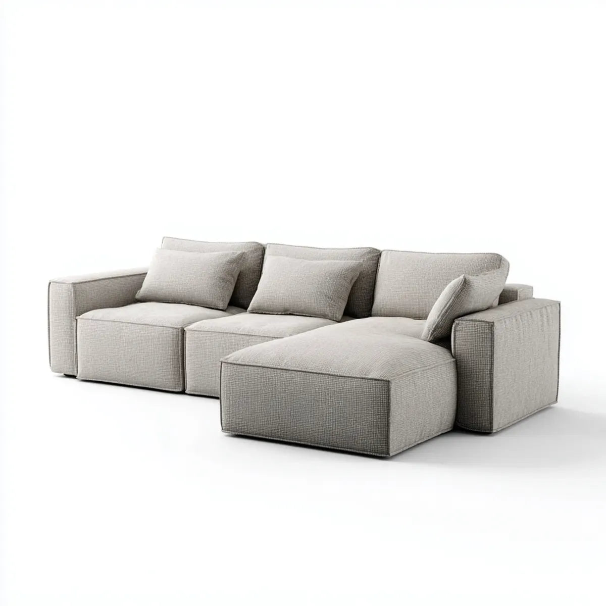 Sofa, Kanapa narożna z prawym beżowym szarym półwyspem 280 x 170 x 85 cm w poliestrze L