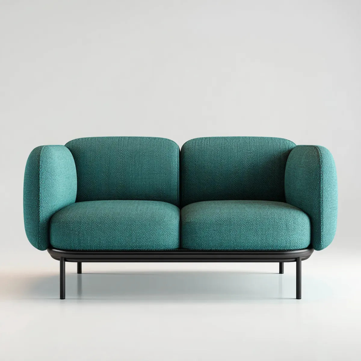 Sofa 2 morska zieleń miejsca 160 x 82 x 76 cm w bookle poliester z prostokątną stalową ramą