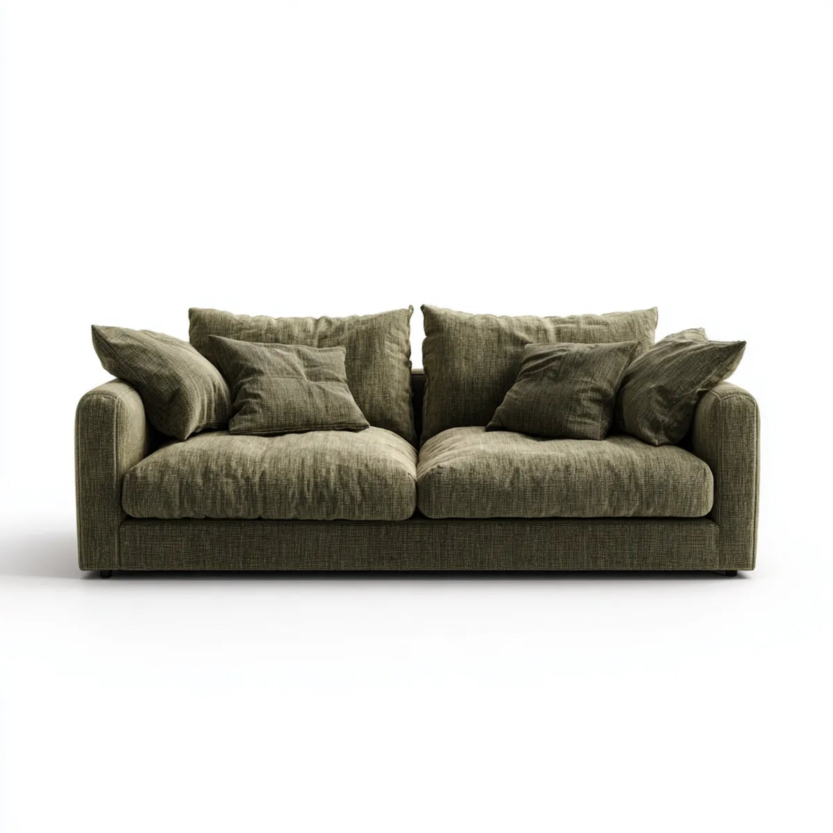 Sofa 2 zielone oliwki 180 x 90 x 85 cm w poliestrze o prostokątnej strukturze