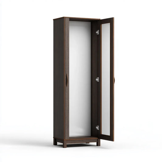 Szafa, 1-drzwi szafa z ciemnobrązowym lustrem w prostokątnym panelu MDF 60 x 45 x 180 cm